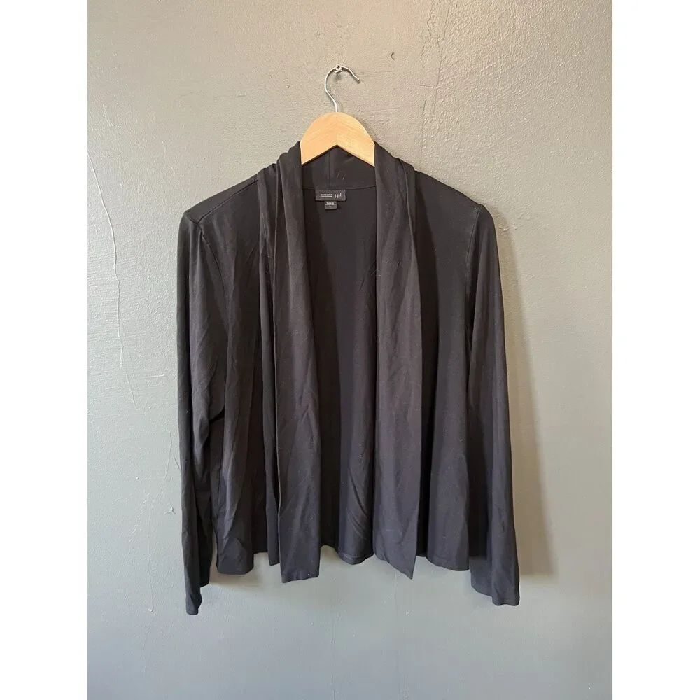J. Jill Womens Wearever Black Open Front Cardigan Sweatshirt Size Large